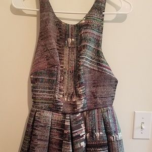 Topshop holographic, pleated romper